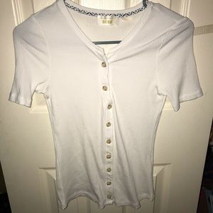 MAEVE BY ANTHROPOLOGIE WHITE BUTTON DOWN TOP